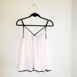 Victoria's Secret Womens Teddy Pink M Sheer Lingerie Open Back Baby Doll Lace